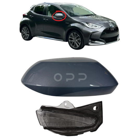Toyota Yaris 2020- Door Wing Mirror Cover & Indicator Painted Metallic Grey