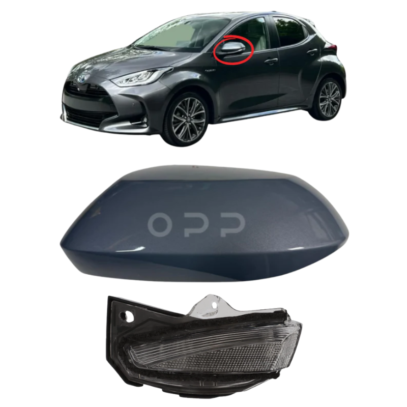 Toyota Yaris 2020- Door Wing Mirror Cover & Indicator Painted Metallic Grey