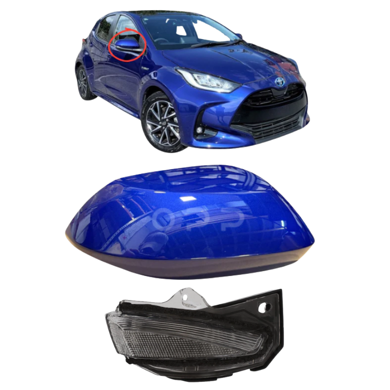 Toyota Yaris 2020- Door Wing Mirror Cover & Indicator Painted Dark Blue Metallic
