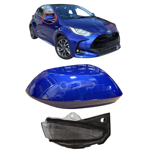 Toyota Yaris 2020- Door Wing Mirror Cover & Indicator Painted Dark Blue Metallic