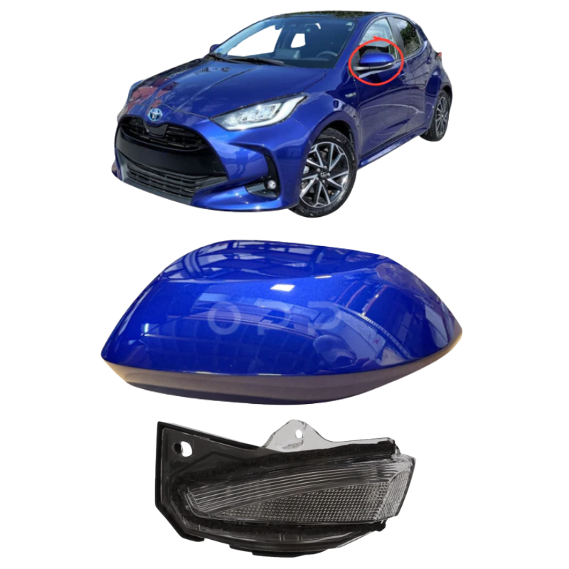Toyota Yaris 2020- Door Wing Mirror Cover & Indicator Painted Dark Blue Metallic