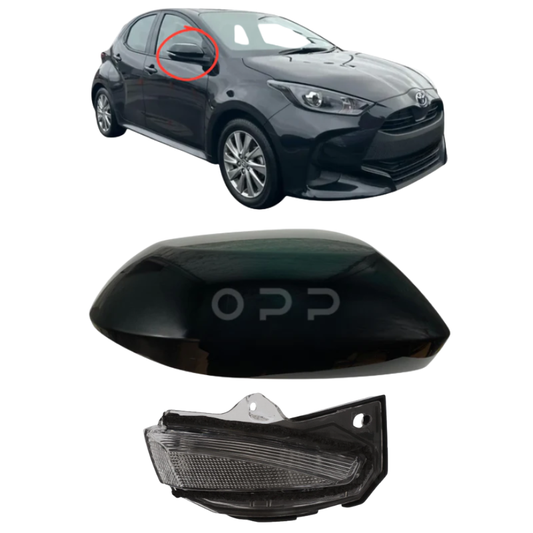 Toyota Yaris 2020- Door Wing Mirror Cover & Indicator Painted Gloss Black