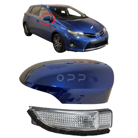 Toyota Auris 2013-2019 Door Wing Mirror Cover & Indicator Painted Blue
