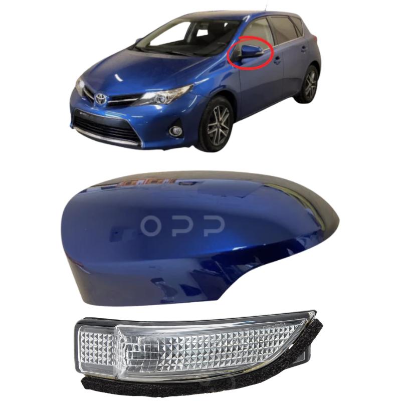 Toyota Auris 2013-2019 Door Wing Mirror Cover & Indicator Painted Blue