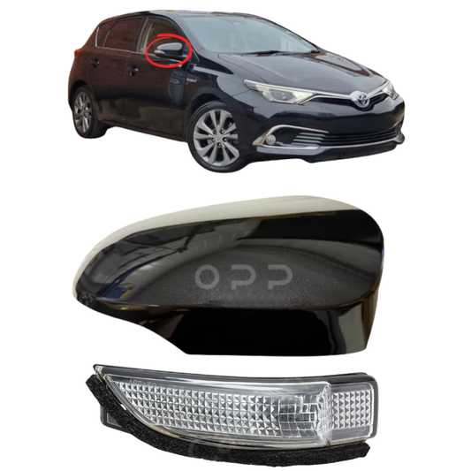 Toyota Auris 2013-2019 Door Wing Mirror Cover & Indicator Painted Metallic Black