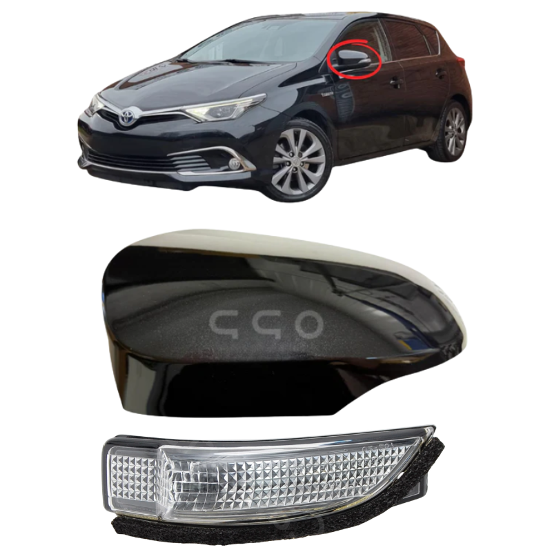 Toyota Auris 2013-2019 Door Wing Mirror Cover & Indicator Painted Metallic Black