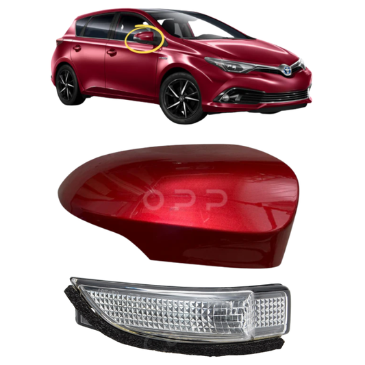 Toyota Auris 2013-2019 Door Wing Mirror Cover & Indicator Painted Red