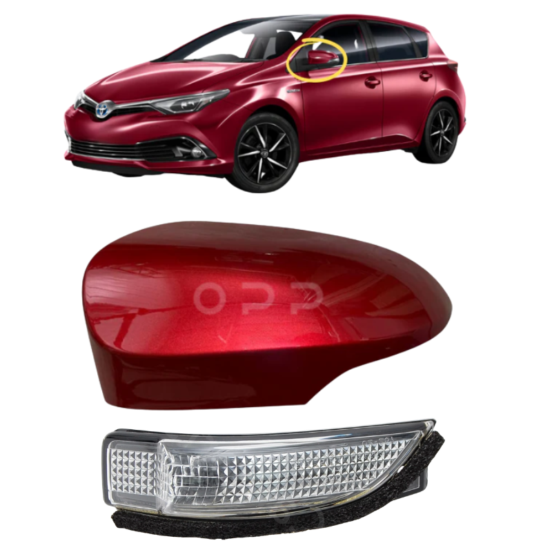 Toyota Auris 2013-2019 Door Wing Mirror Cover & Indicator Painted Red