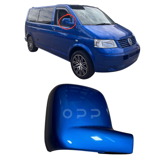 VW T5 Transporter Caravelle 2003-2010 Door Wing Mirror Cover Painted LA5W Ravenna Blue