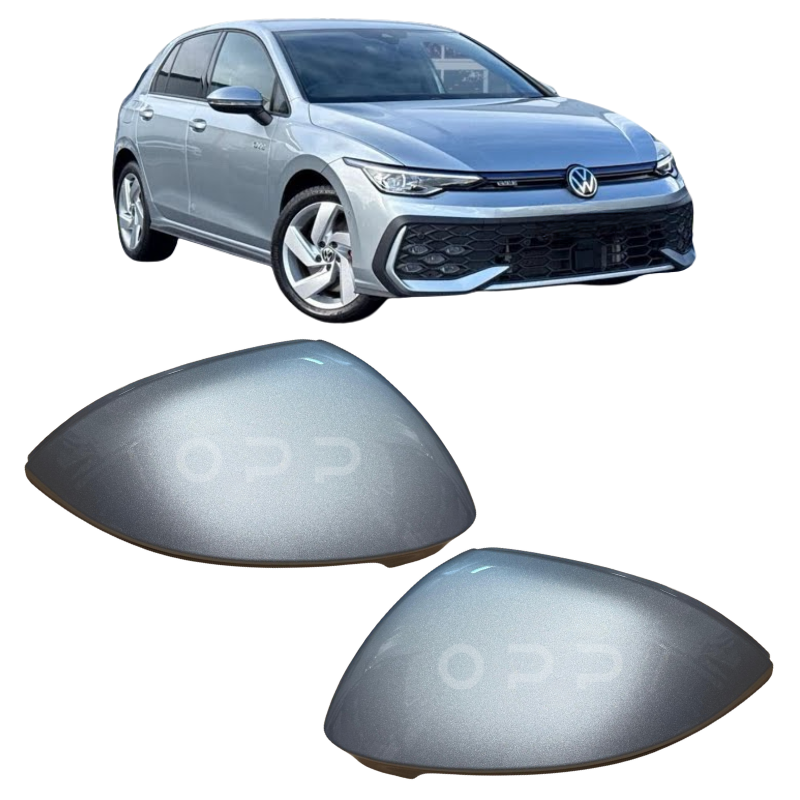 VW Golf MK8 2020- Door Wing Mirror Cover Painted Oyster Silver LM7P