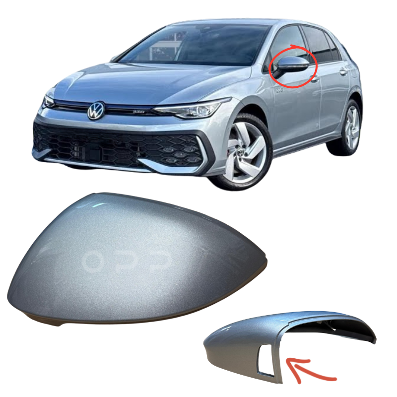VW Golf MK8 2020- Door Wing Mirror Cover Painted Oyster Silver LM7P