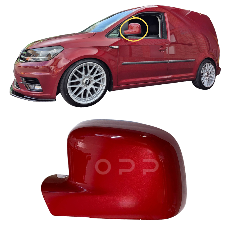 VW Caddy 2004-2021 Door Wing Mirror Cover Painted Fortana Red LB3Z