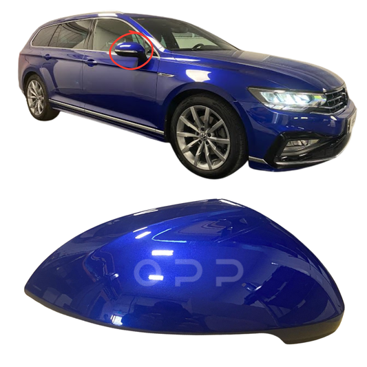 VW Passat MK7 B8 2015- Door Wing Mirror Cover Painted Lapiz Blue LD5K
