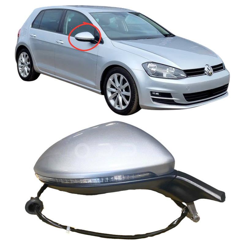 VW Golf MK7 2013-2020 Door Wing Mirror Complete Painted Reflex Silver LA7W