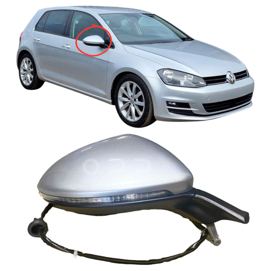 VW Golf MK7 2013-2020 Door Wing Mirror Complete Painted Reflex Silver LA7W