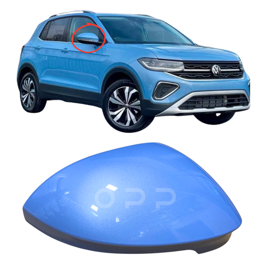 VW T-Roc 2022- Door Wing Mirror Cover Painted Clear Blue Metallic LT5M