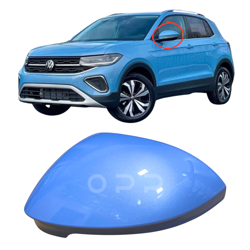 VW T-Roc 2022- Door Wing Mirror Cover Painted Clear Blue Metallic LT5M