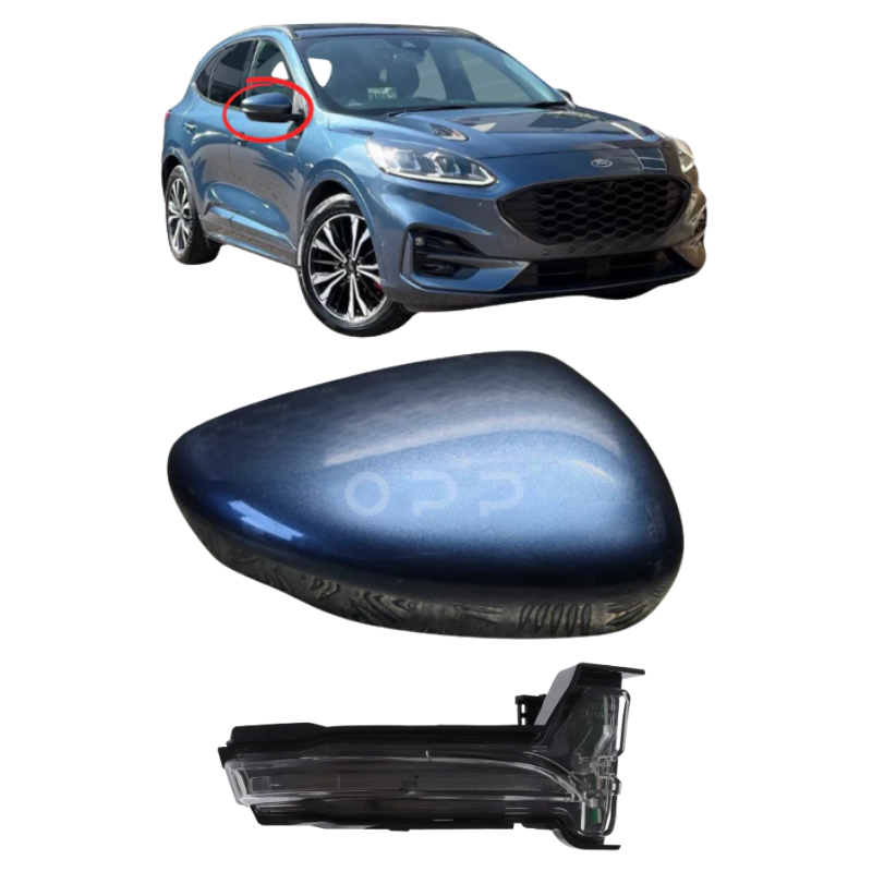 Ford Kuga 2019- Door Wing Mirror Cover & Indicator Painted Chrome Blue