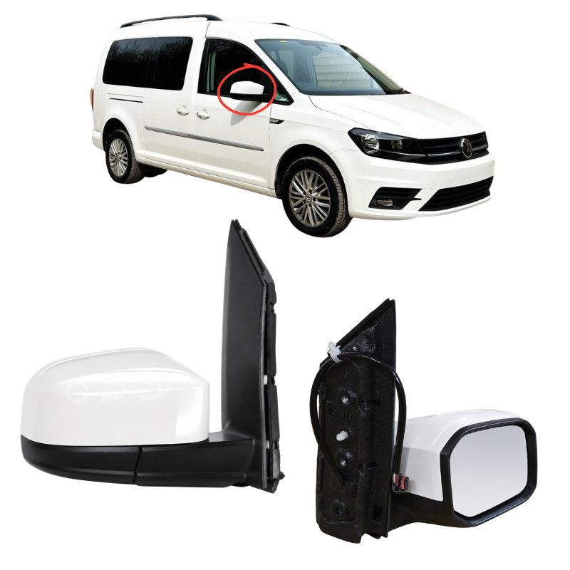 VW Caddy 2004-2021 Door Wing Mirror Electric Painted LB9A Candy White