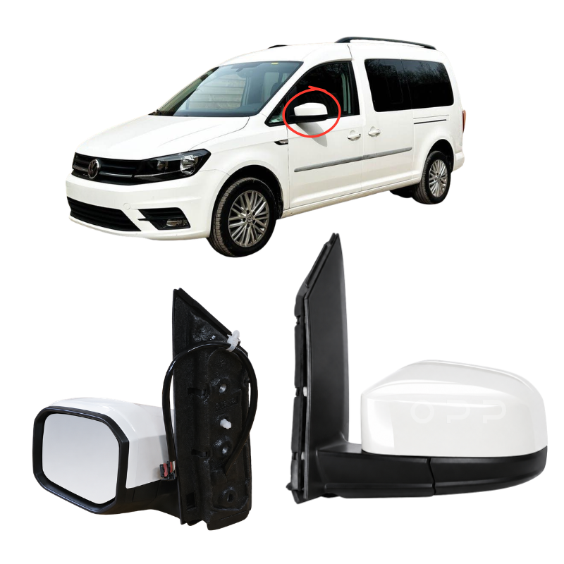 VW Caddy 2004-2021 Door Wing Mirror Electric Painted LB9A Candy White
