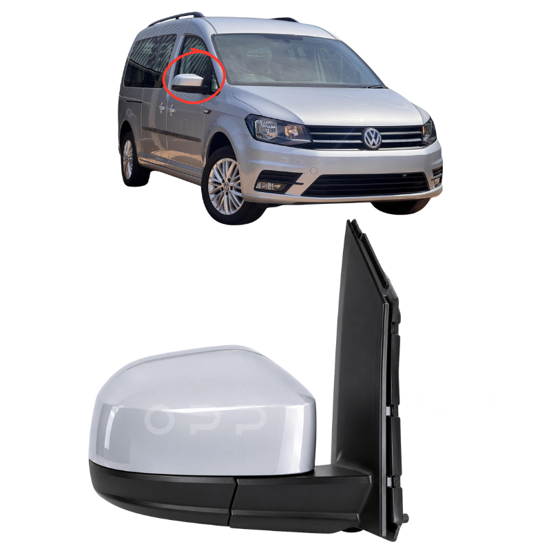 VW Caddy 2004-2021 Door Wing Mirror Electric Painted LA7W Reflex Silver