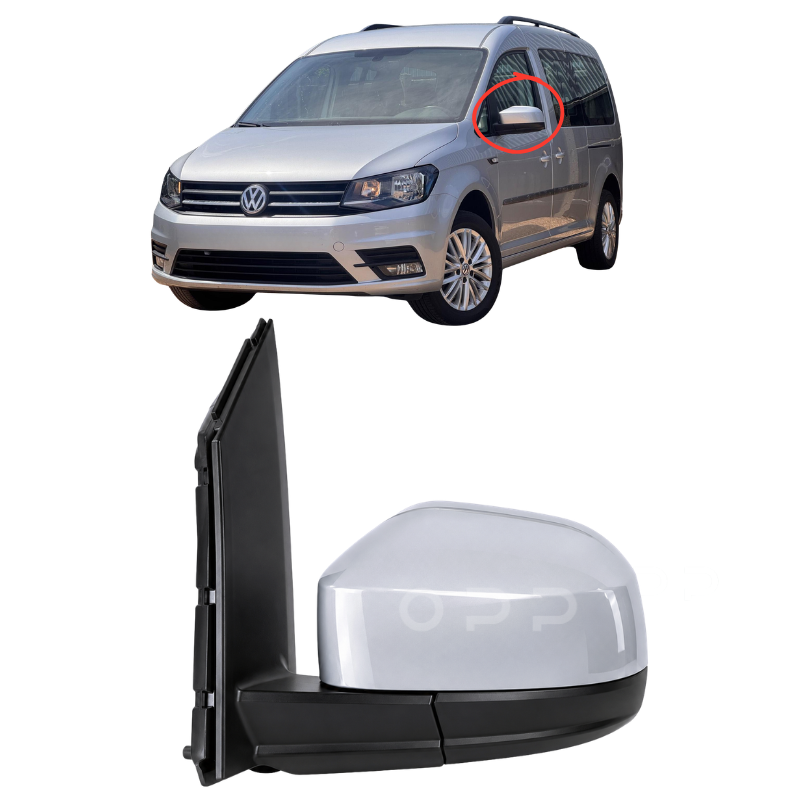 VW Caddy 2004-2021 Door Wing Mirror Electric Painted LA7W Reflex Silver