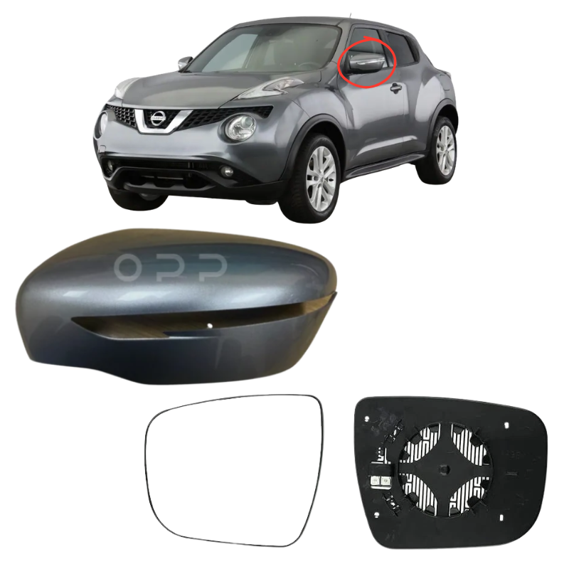 Nissan Juke 2014-2019 Door Wing Mirror Cover Painted KAD Grey & Mirror Glass Heated