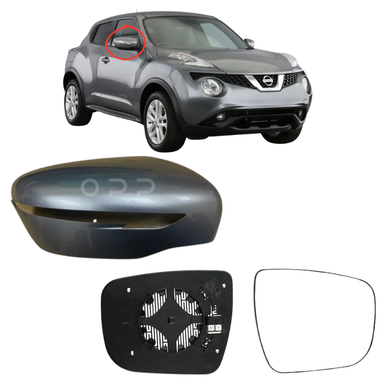 Nissan Juke 2014-2019 Door Wing Mirror Cover Painted KAD Grey & Mirror Glass Heated