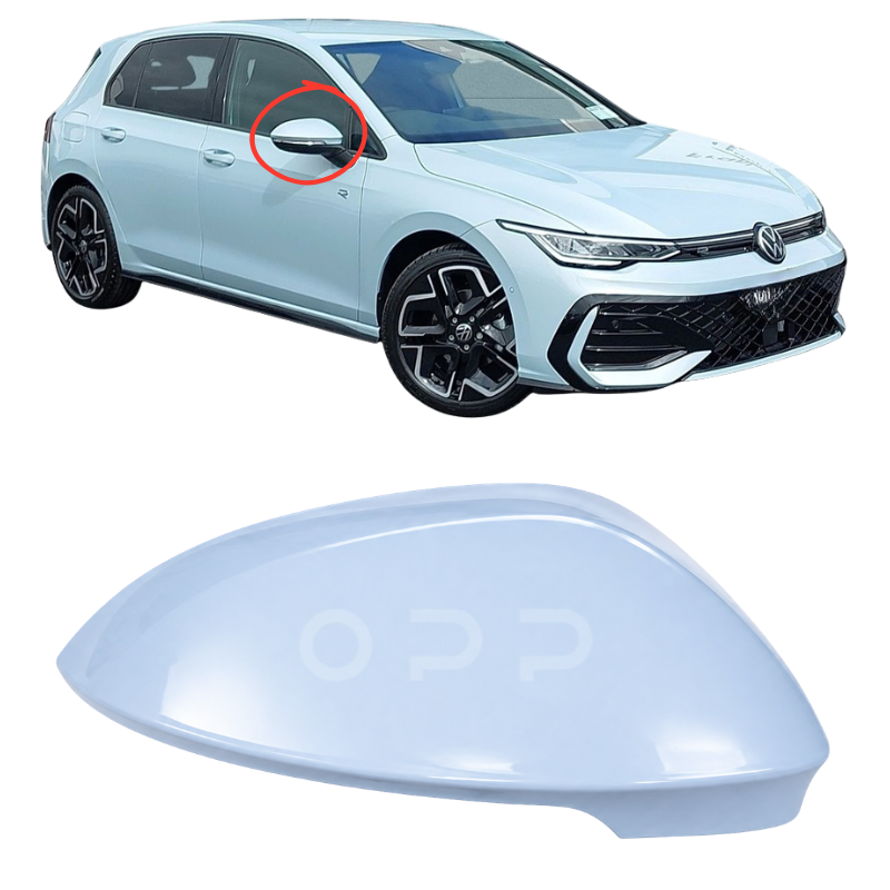 VW Golf MK8 2020- Door Wing Mirror Cover Painted Ice Crystal Blue LV5L