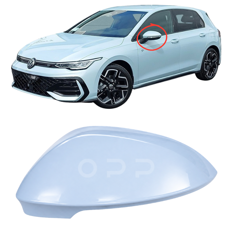 VW Golf MK8 2020- Door Wing Mirror Cover Painted Ice Crystal Blue LV5L