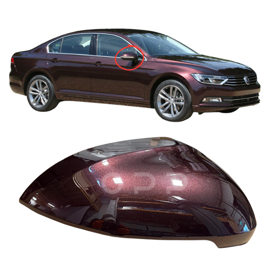 VW Passat MK7 B8 2015- Door Wing Mirror Cover Painted Crimson Red LD3Y