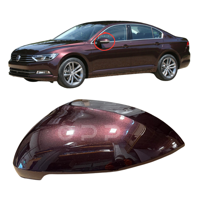 VW Passat MK7 B8 2015- Door Wing Mirror Cover Painted Crimson Red LD3Y