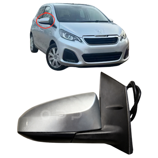 Peugeot 108 2014-2020 Door Wing Mirror Complete Electric Painted Silver