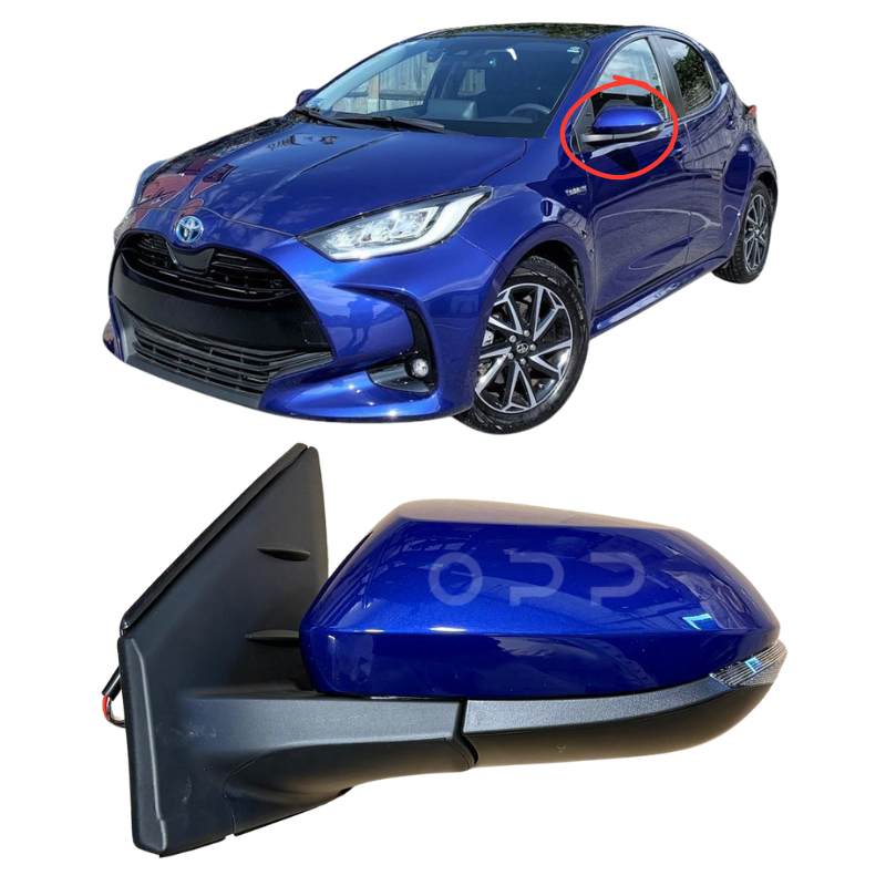 Toyota Yaris 2020- Door Wing Mirror Complete Painted Electric 5 Door Dark Blue Metallic