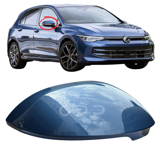 VW Golf MK8 2020- Door Wing Mirror Cover Painted Anemonen Blue LT5H