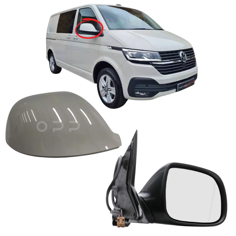 VW Transporter T6 T6.1 2015-2025 Wing Mirror Complete Painted Ascot Grey