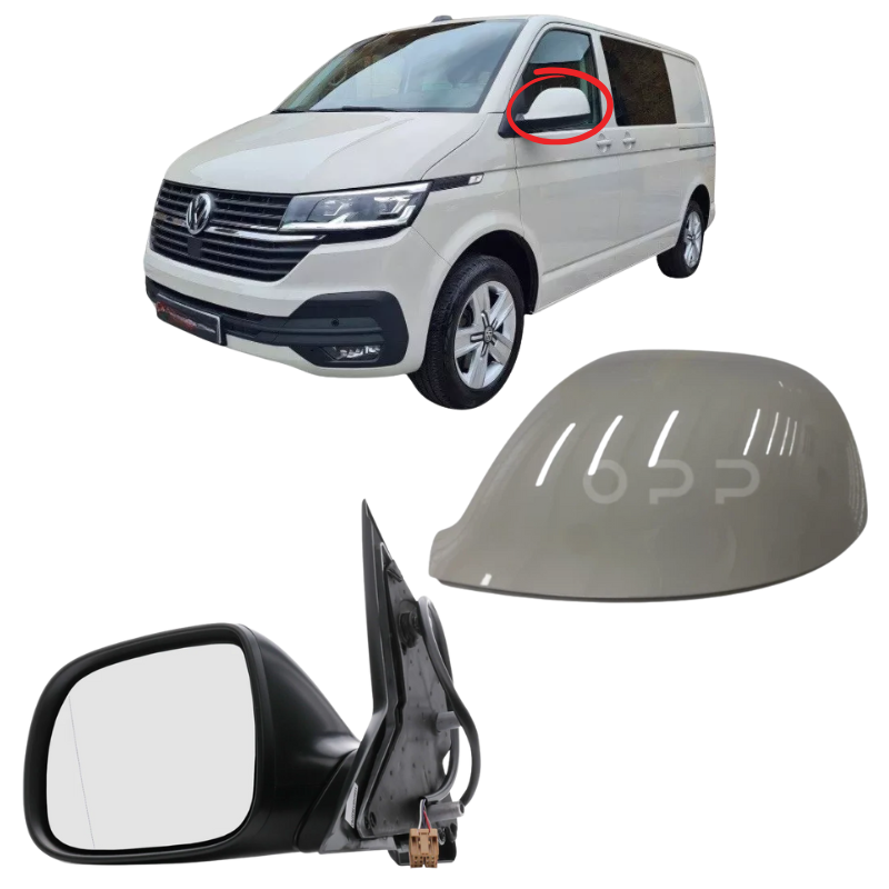 VW Transporter T6 T6.1 2015-2025 Wing Mirror Complete Painted Ascot Grey