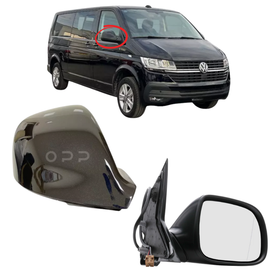 VW Transporter T6 T6.1 2015-2025 Wing Mirror Complete Painted Deep Black Pearl