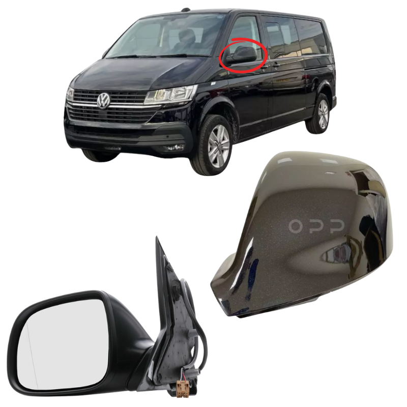VW Transporter T6 T6.1 2015-2025 Wing Mirror Complete Painted Deep Black Pearl