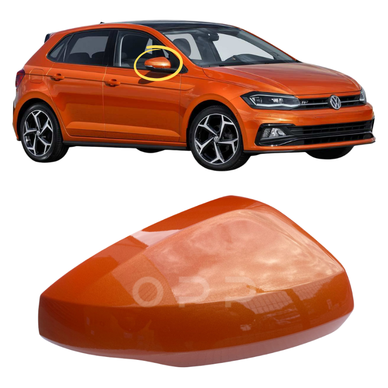 VW Polo MK6 2017-2022 Door Wing Mirror Cover Painted Energetic Orange LP2Y
