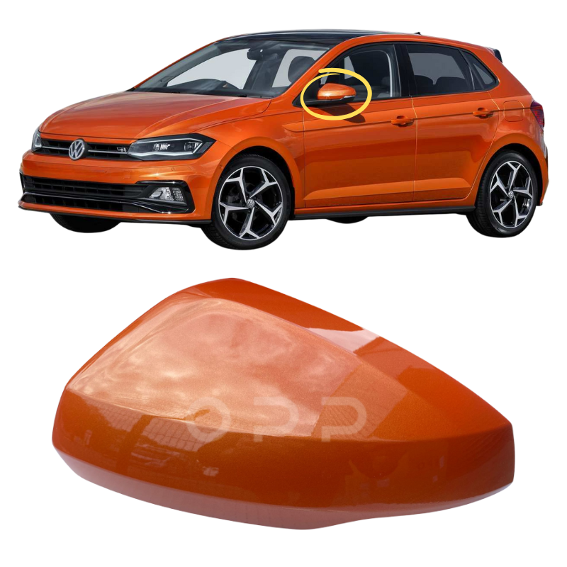 VW Polo MK6 2017-2022 Door Wing Mirror Cover Painted Energetic Orange LP2Y