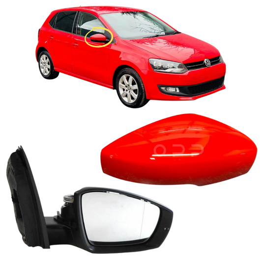 VW Polo 6R 2009-2016 Door Wing Mirror Complete Painted Tornado Red