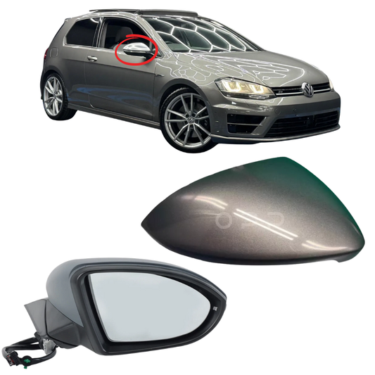 VW Golf MK7 2013-2020 Door Wing Mirror Complete Painted Indium Grey Power Folding