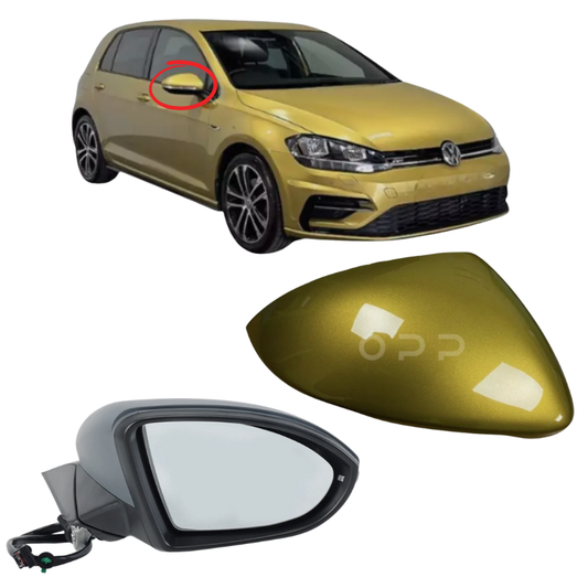 VW Golf MK7 2013-2020 Door Wing Mirror Complete Painted Turmeric Yellow Power Folding
