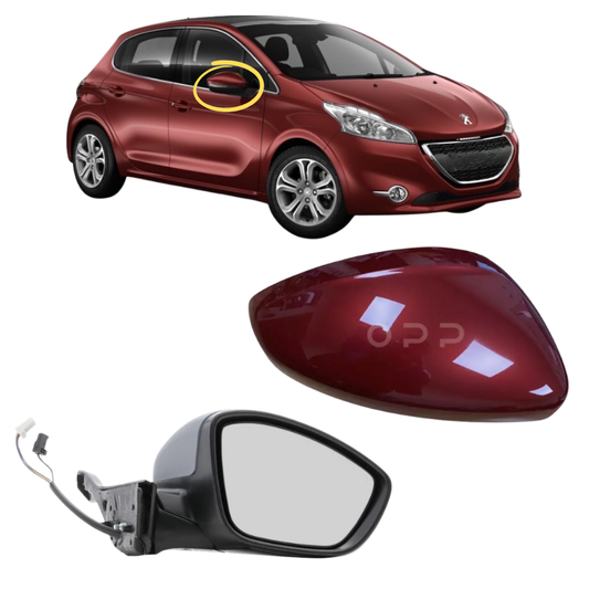 Peugeot 208 2012-2019 Door Wing Mirror Complete Electric Heated Rouge Erythree KJC