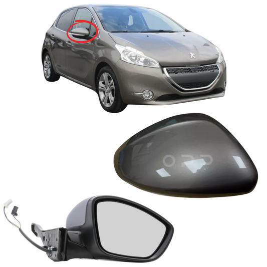 Peugeot 208 2012-2019 Door Wing Mirror Complete Electric Heated Spirit Grey KCL
