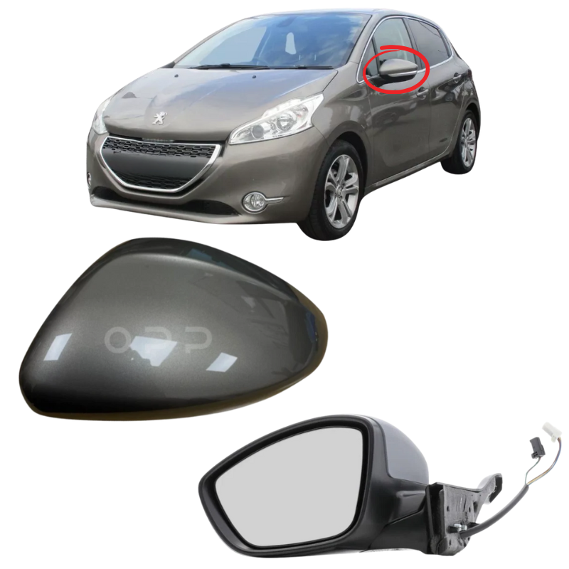 Peugeot 208 2012-2019 Door Wing Mirror Complete Electric Heated Spirit Grey KCL