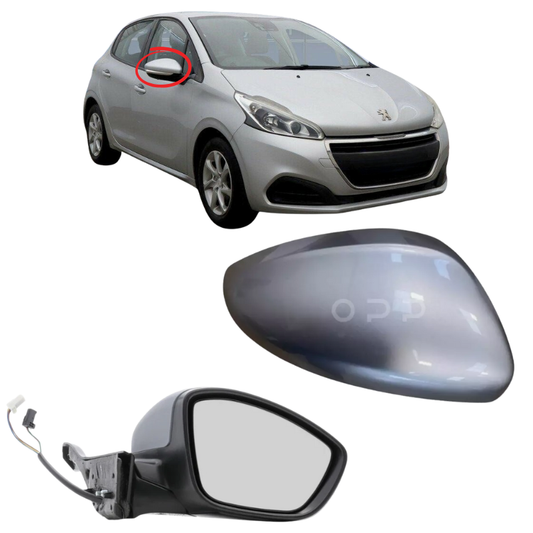 Peugeot 208 2012-2019 Door Wing Mirror Complete Electric Heated Silver