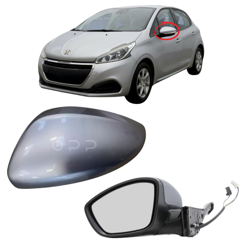 Peugeot 208 2012-2019 Door Wing Mirror Complete Electric Heated Silver