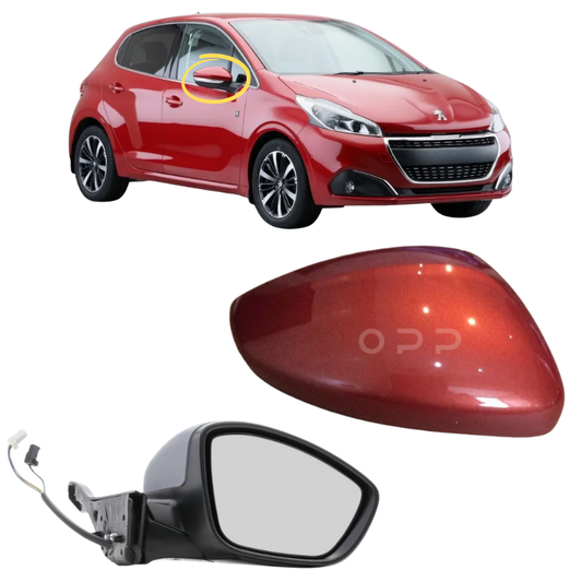 Peugeot 208 2012-2019 Door Wing Mirror Complete Electric Heated Rouge Tourmaline KHK
